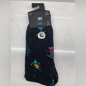 Merino Wool Black Ski Pattern Men's Socks